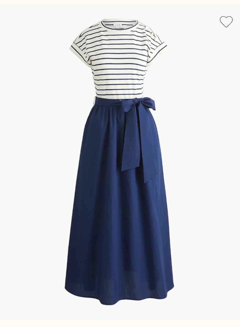 NWT J. Crew Button-Shoulder Tie-Waist Knit Mixy Dress Black/Tan Stripe M